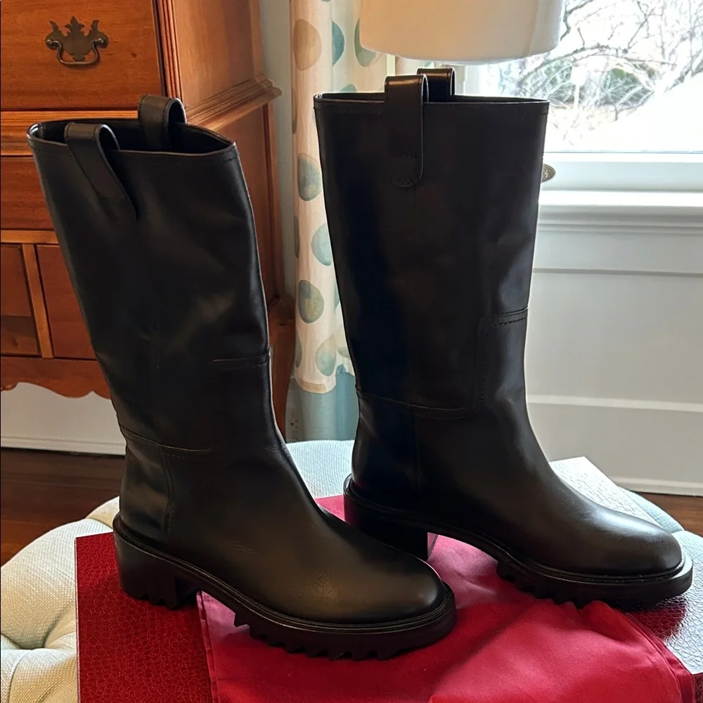 Tamara Mellon Black Leather Winter Boots - Picture 2 of 6